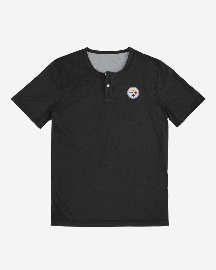 Pittsburgh Steelers Solid Team Logo Short Sleeve Henley FOCO - FOCO.com