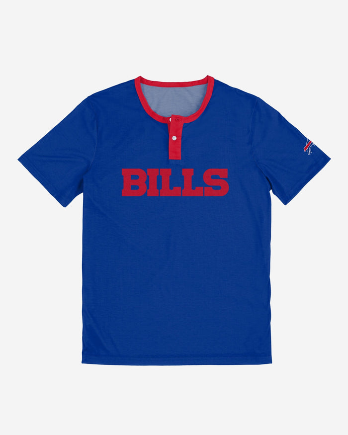 Buffalo Bills Solid Wordmark Short Sleeve Henley FOCO - FOCO.com