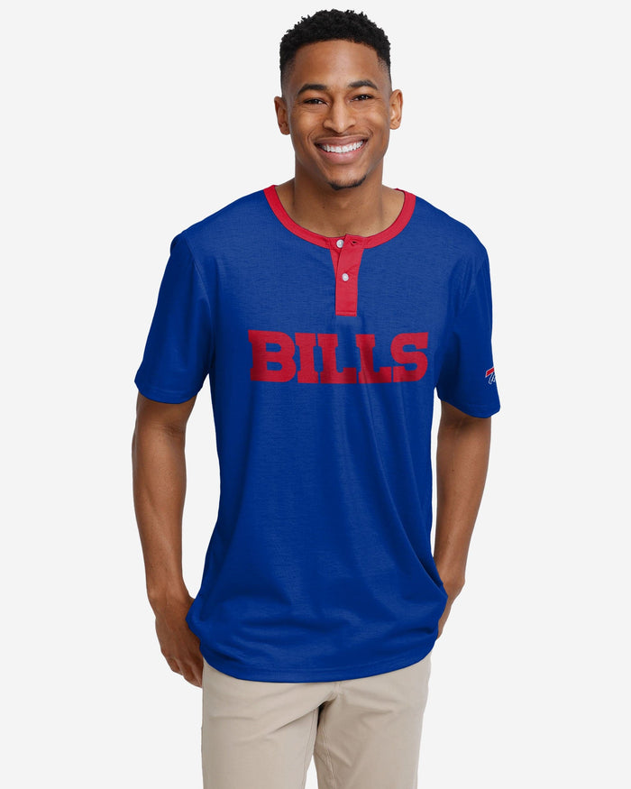 Buffalo Bills Solid Wordmark Short Sleeve Henley FOCO S - FOCO.com