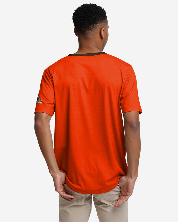 Cleveland Browns Solid Wordmark Short Sleeve Henley FOCO - FOCO.com