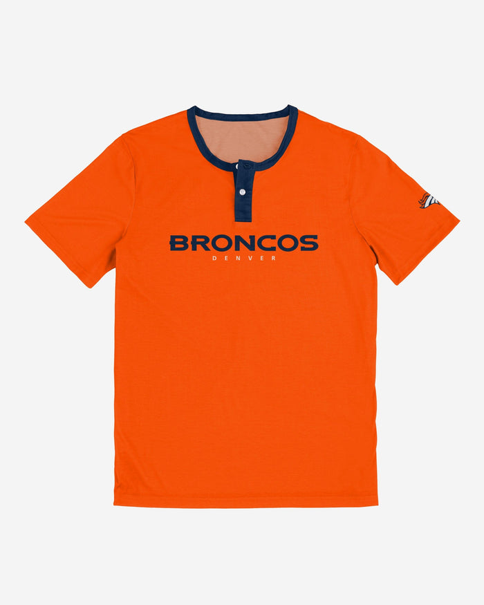 Denver Broncos Solid Wordmark Short Sleeve Henley FOCO - FOCO.com