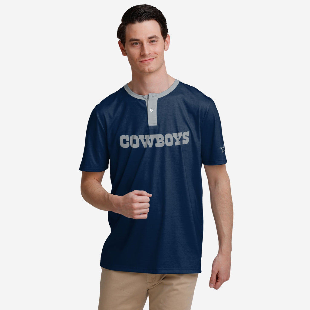 Dallas Cowboys Solid Wordmark Short Sleeve Henley FOCO S - FOCO.com