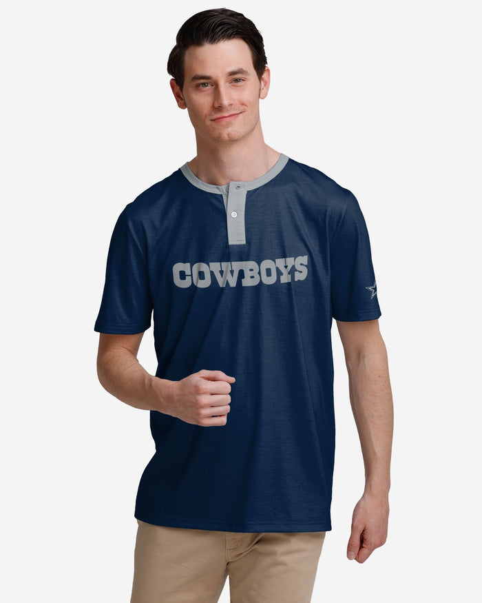 Dallas Cowboys Solid Wordmark Short Sleeve Henley FOCO S - FOCO.com