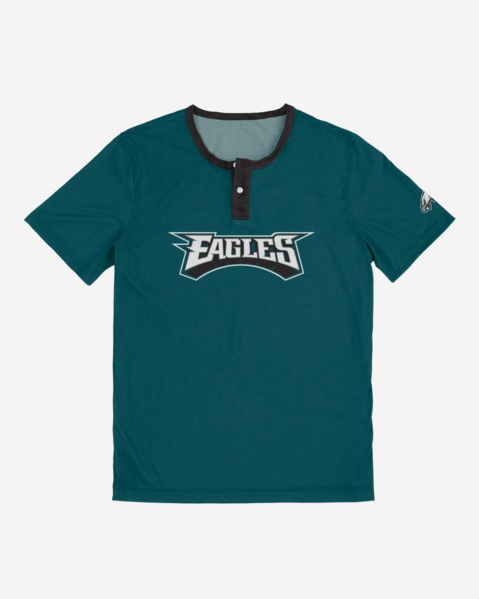 Philadelphia Eagles Solid Wordmark Short Sleeve Henley FOCO - FOCO.com