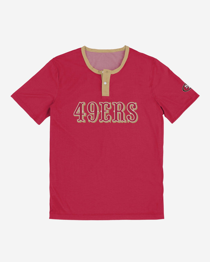 San Francisco 49ers Solid Wordmark Short Sleeve Henley FOCO - FOCO.com