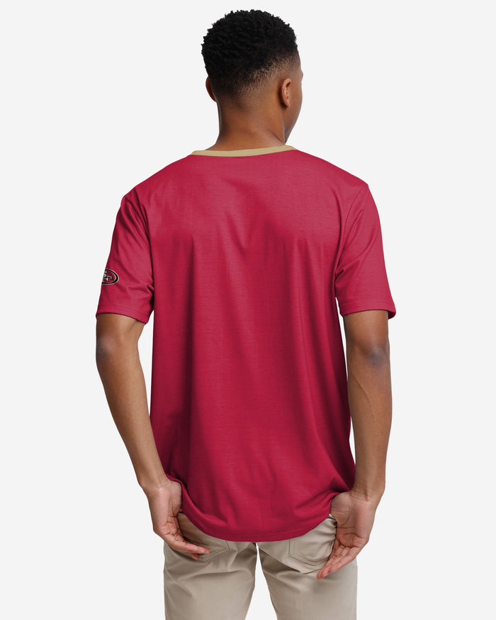 San Francisco 49ers Solid Wordmark Short Sleeve Henley FOCO - FOCO.com