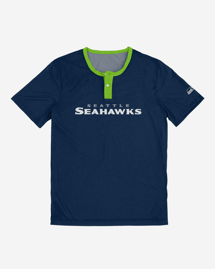 Seattle Seahawks Solid Wordmark Short Sleeve Henley FOCO - FOCO.com