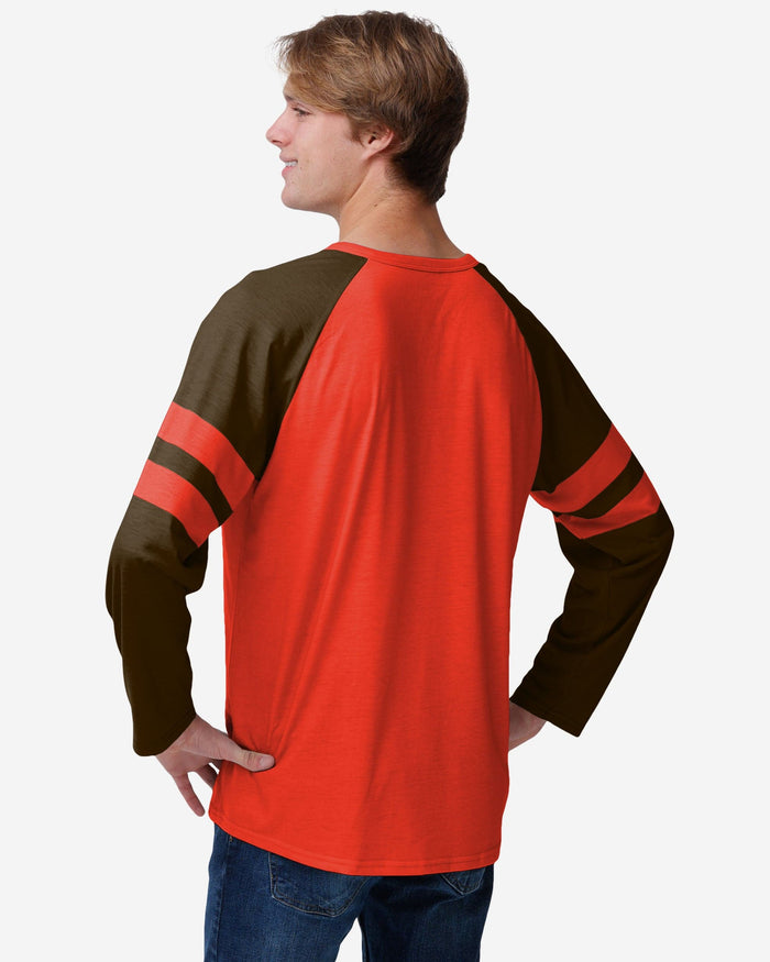 Cleveland Browns Team Stripe Wordmark Long Sleeve Henley FOCO - FOCO.com