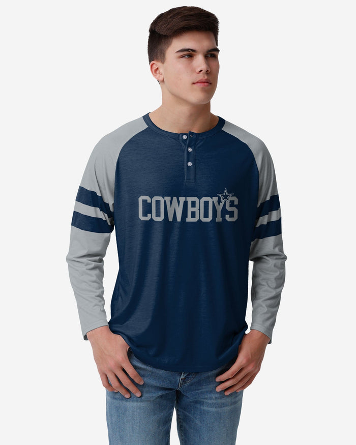 Dallas Cowboys Team Stripe Wordmark Long Sleeve Henley FOCO S - FOCO.com