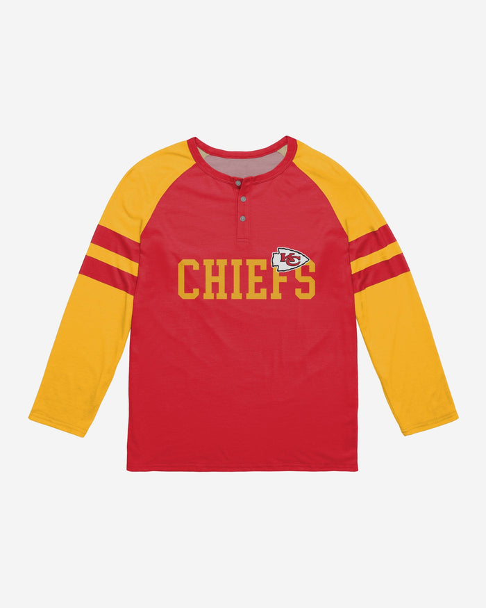 Kansas City Chiefs Team Stripe Wordmark Long Sleeve Henley FOCO - FOCO.com