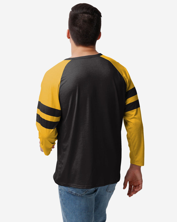 Pittsburgh Steelers Team Stripe Wordmark Long Sleeve Henley FOCO - FOCO.com