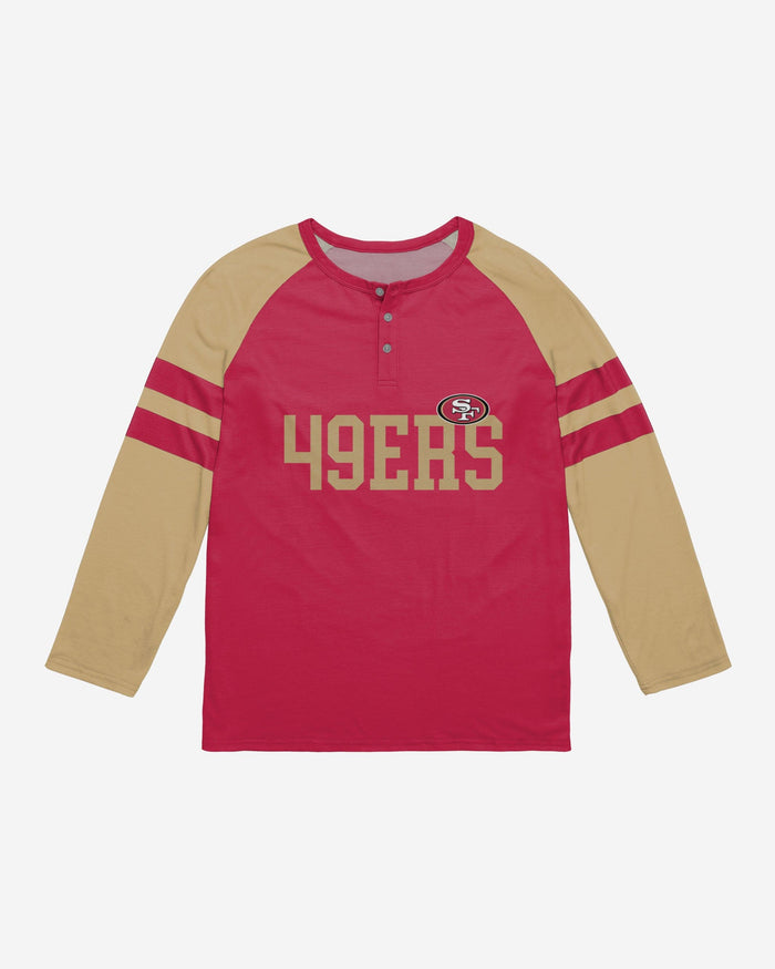 San Francisco 49ers Team Stripe Wordmark Long Sleeve Henley FOCO - FOCO.com