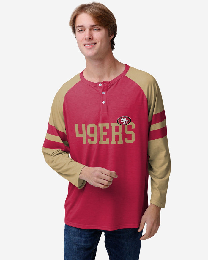 San Francisco 49ers Team Stripe Wordmark Long Sleeve Henley FOCO S - FOCO.com