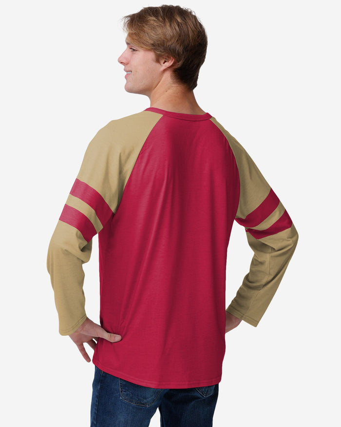 San Francisco 49ers Team Stripe Wordmark Long Sleeve Henley FOCO - FOCO.com