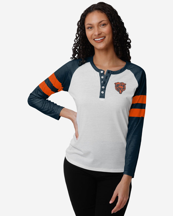 Chicago Bears Womens Big Logo Long Sleeve Henley FOCO S - FOCO.com