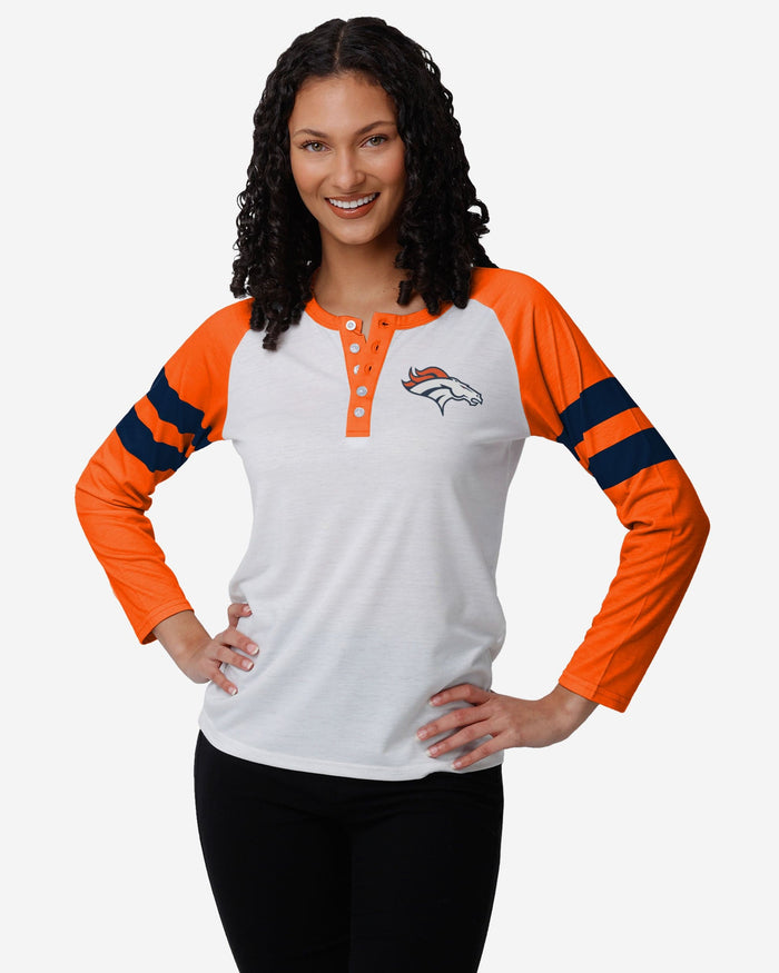 Denver Broncos Womens Big Logo Long Sleeve Henley FOCO S - FOCO.com