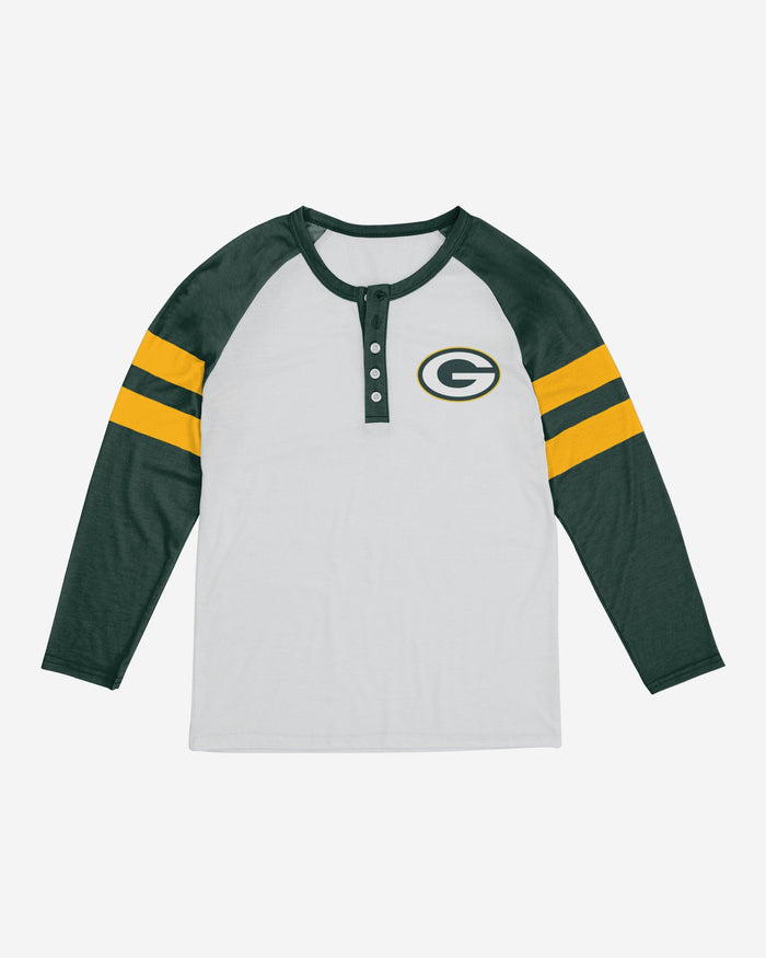 Green Bay Packers Womens Big Logo Long Sleeve Henley FOCO - FOCO.com