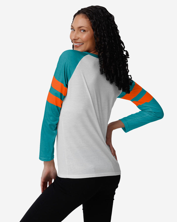 Miami Dolphins Womens Big Logo Long Sleeve Henley FOCO - FOCO.com