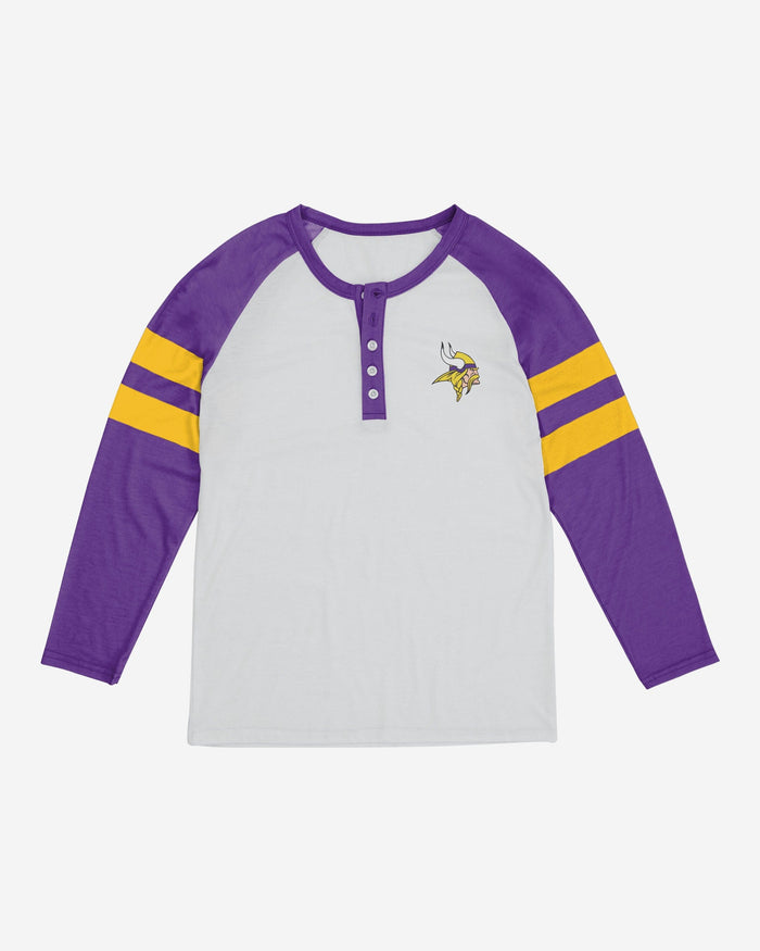 Minnesota Vikings Womens Big Logo Long Sleeve Henley FOCO - FOCO.com