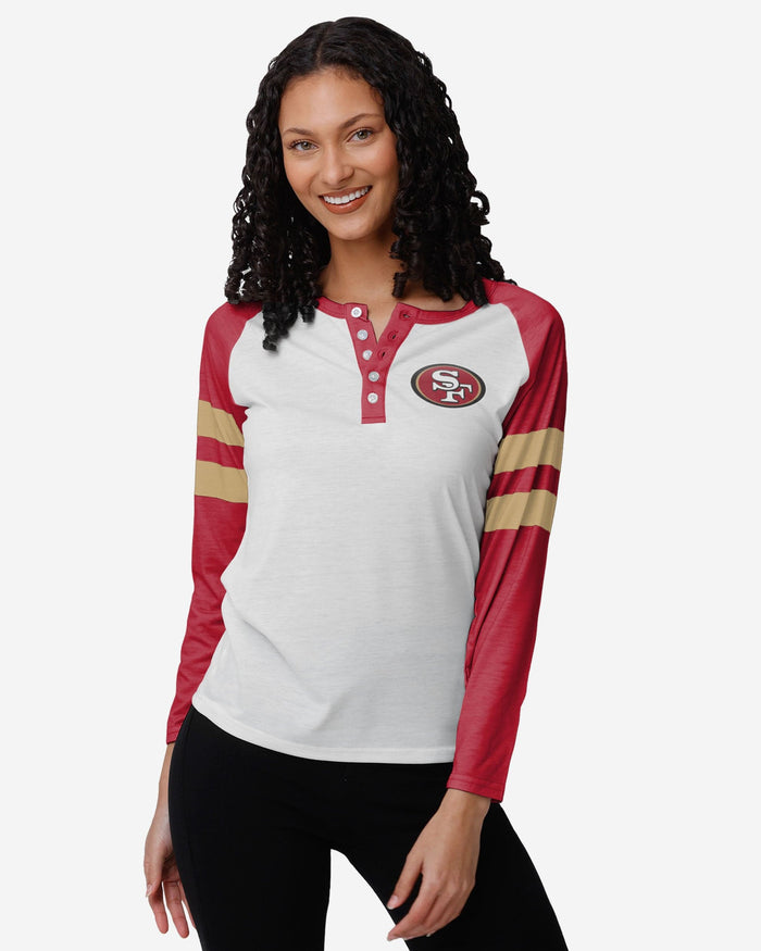 San Francisco 49ers Womens Big Logo Long Sleeve Henley FOCO S - FOCO.com