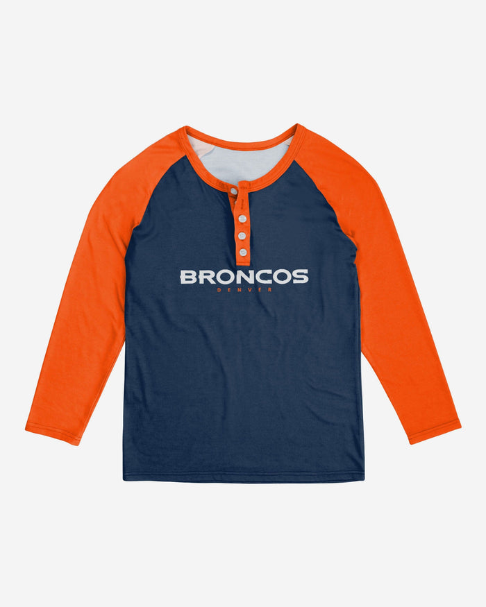 Denver Broncos Womens Big Wordmark Long Sleeve Henley FOCO - FOCO.com