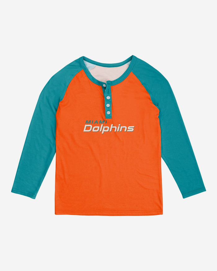 Miami Dolphins Womens Big Wordmark Long Sleeve Henley FOCO - FOCO.com