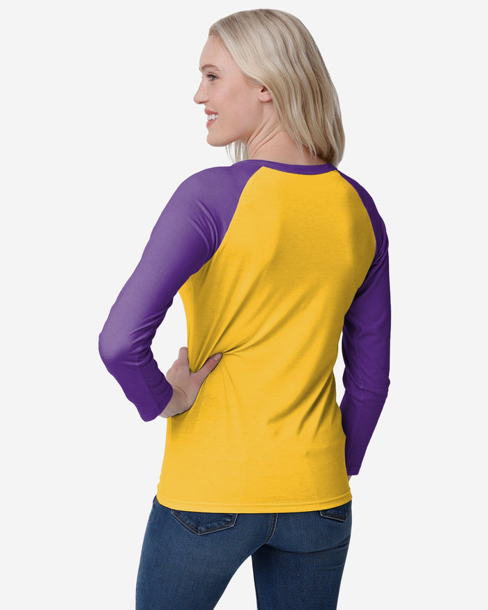 Minnesota Vikings Womens Big Wordmark Long Sleeve Henley FOCO - FOCO.com