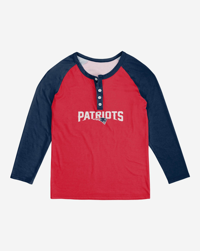 New England Patriots Womens Big Wordmark Long Sleeve Henley FOCO - FOCO.com