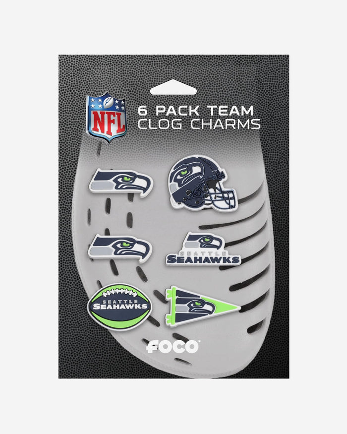 Seattle Seahawks 6 Pack Team Clog Charms FOCO - FOCO.com