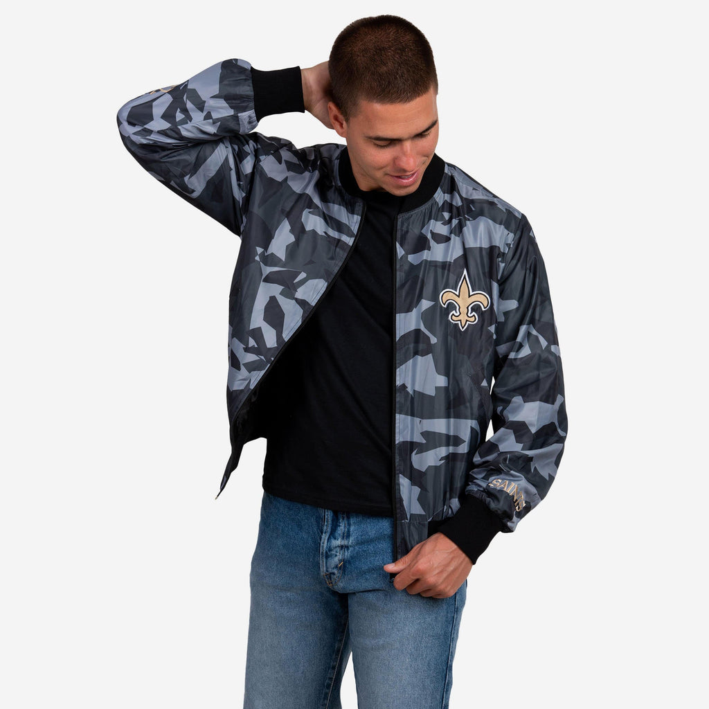 New Orleans Saints Camo Bomber Jacket FOCO S - FOCO.com