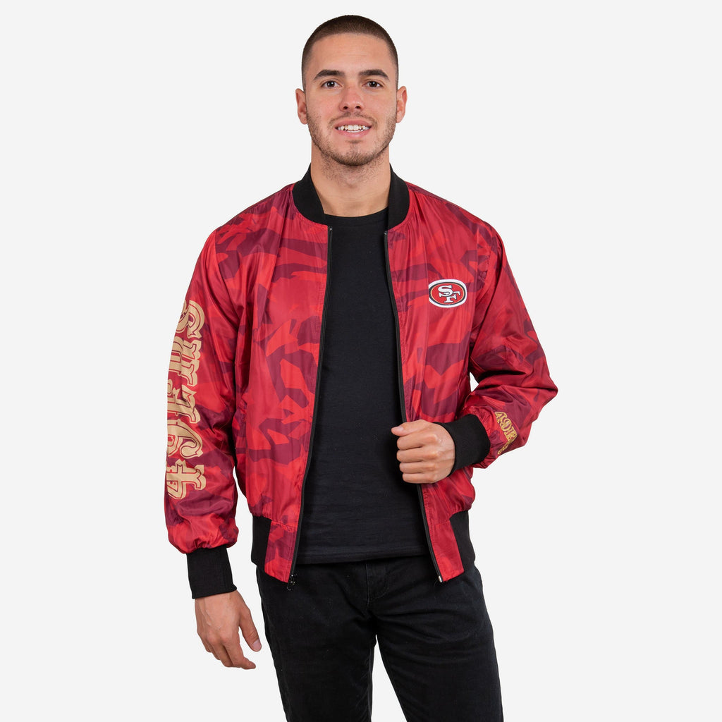 San Francisco 49ers Camo Bomber Jacket FOCO S - FOCO.com