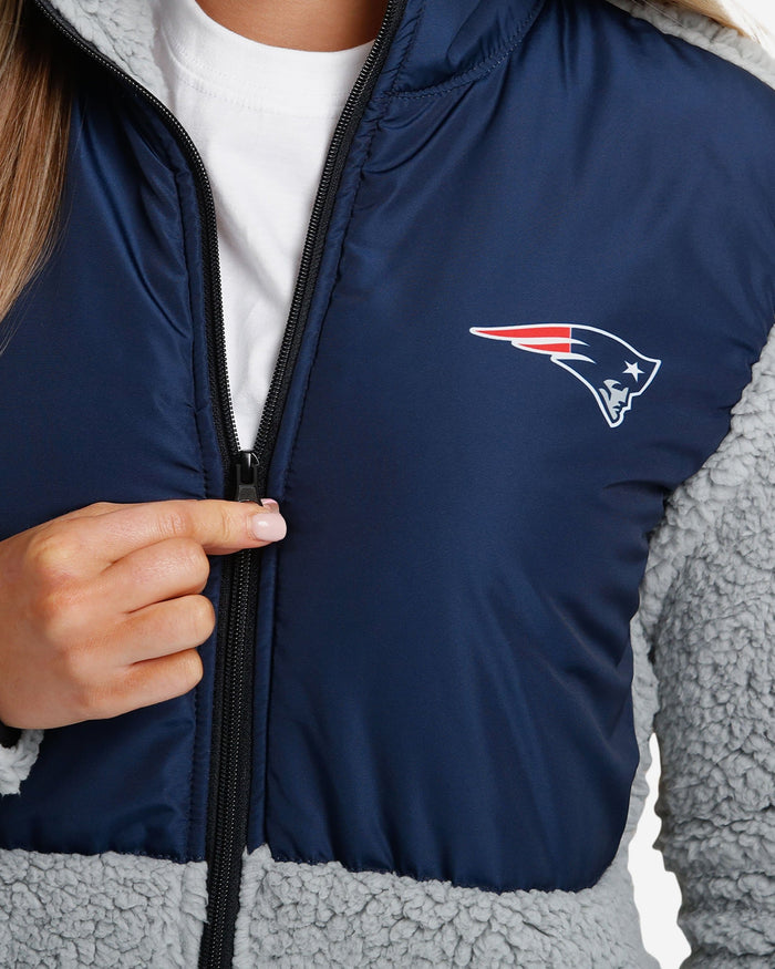 New England Patriots Womens Sherpa Soft Zip Up Jacket FOCO - FOCO.com