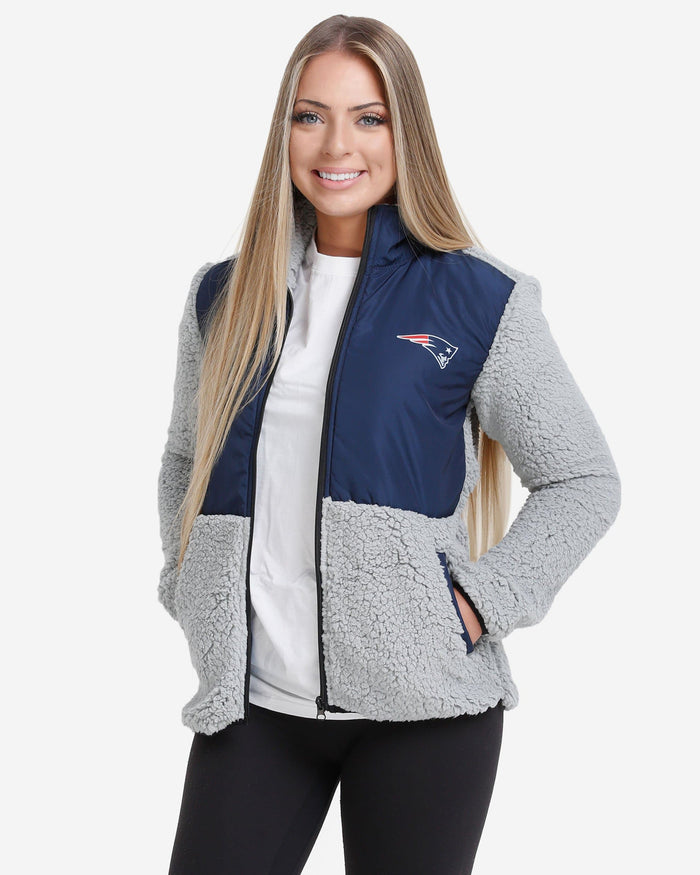 New England Patriots Womens Sherpa Soft Zip Up Jacket FOCO S - FOCO.com