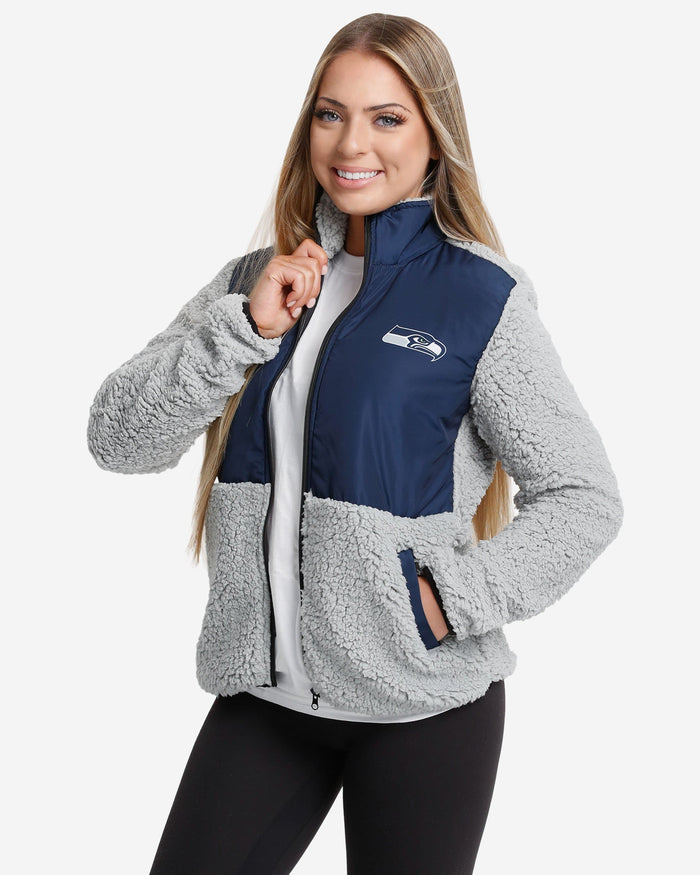 Seattle Seahawks Womens Sherpa Soft Zip Up Jacket FOCO S - FOCO.com
