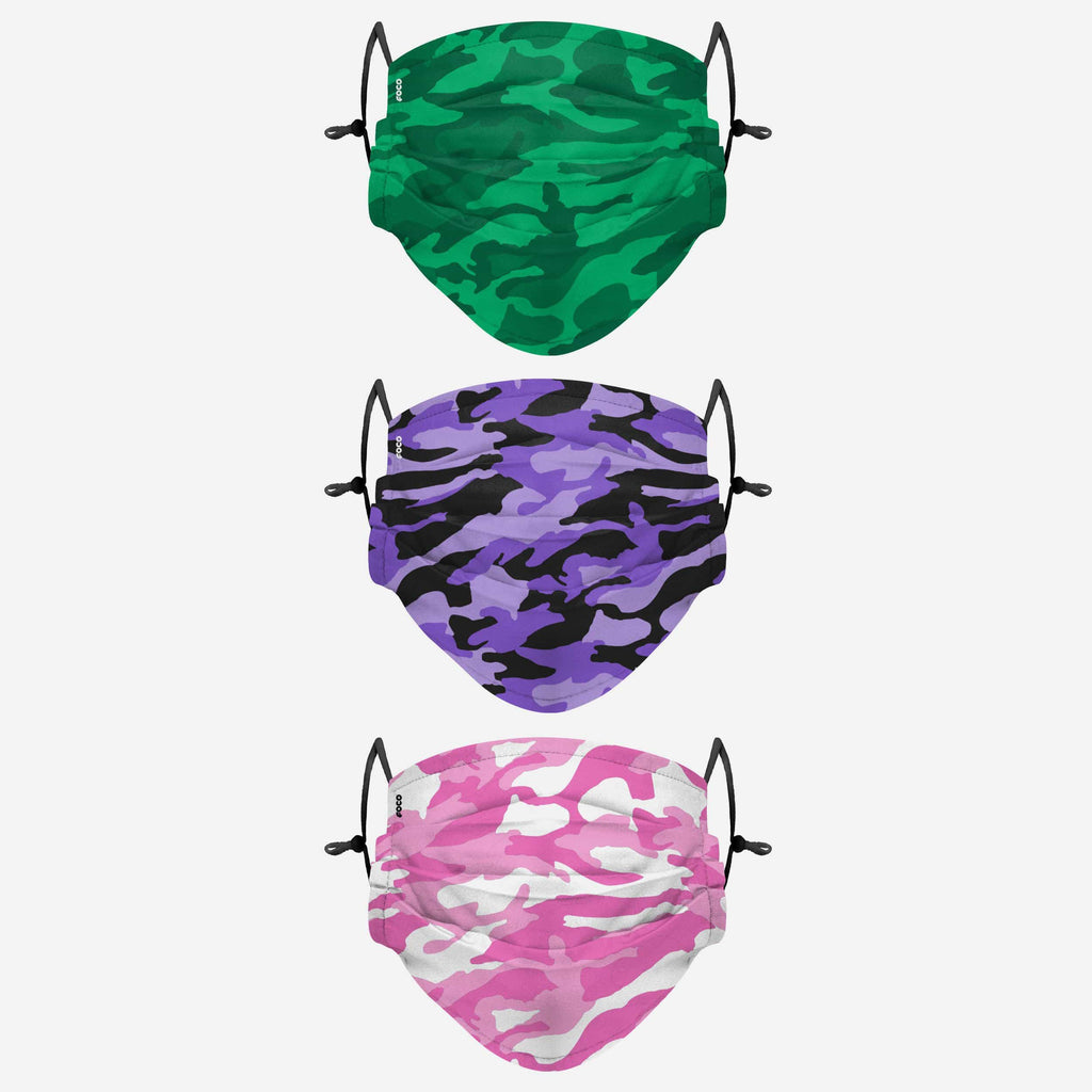 Womens Camo Adjustable 3 Pack Face Cover FOCO - FOCO.com