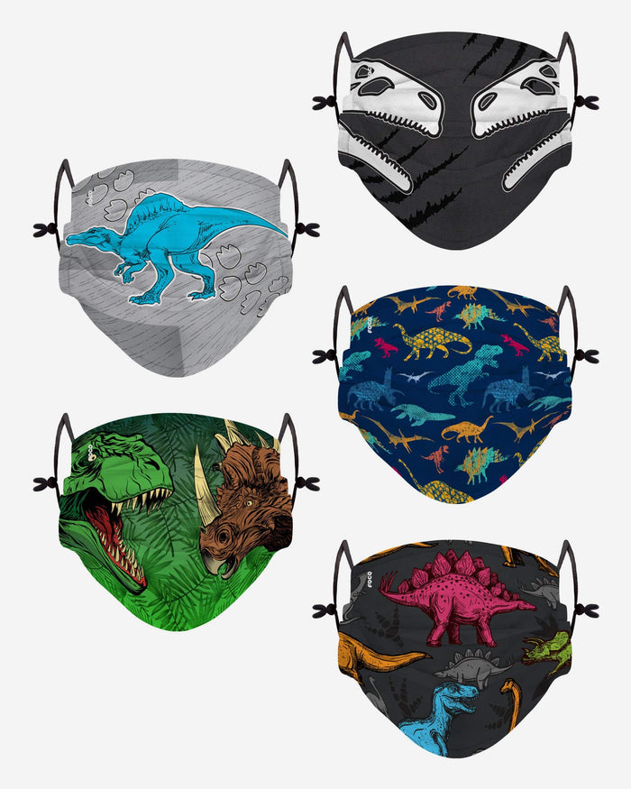 Dinosaur Pack Youth Adjustable 5 Pack Face Cover FOCO - FOCO.com