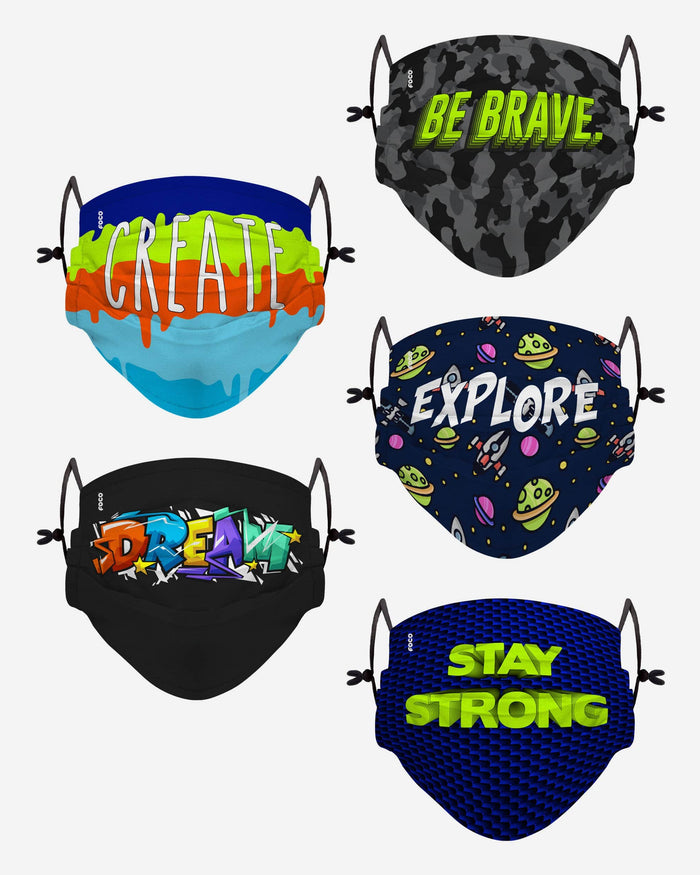 Stay Strong Pack Youth Adjustable 5 Pack Face Cover FOCO - FOCO.com