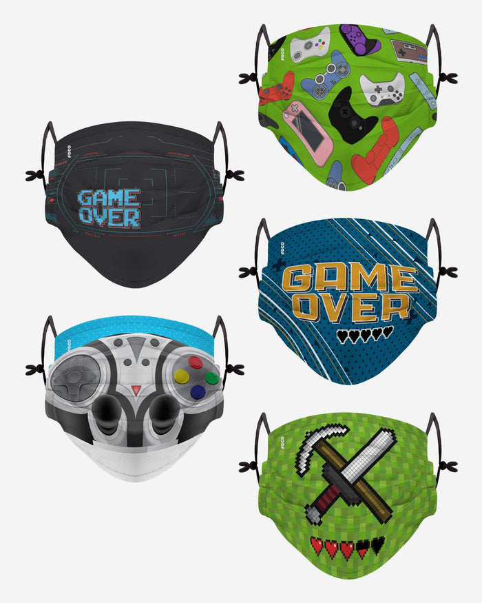 Game Over Pack Youth Adjustable 5 Pack Face Cover FOCO - FOCO.com