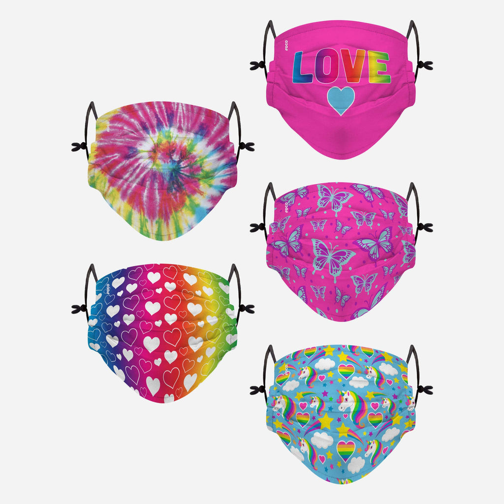 Love Pack Youth Adjustable 5 Pack Face Cover FOCO - FOCO.com