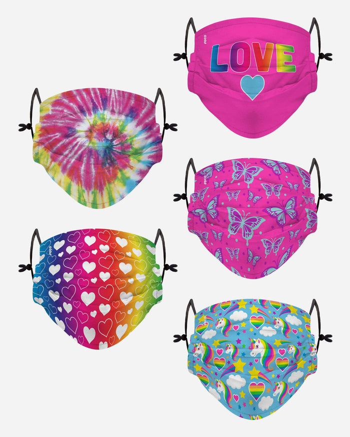 Love Pack Youth Adjustable 5 Pack Face Cover FOCO - FOCO.com