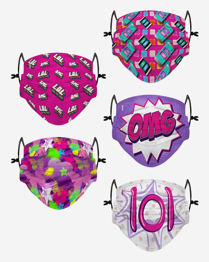 LOL OMG Pack Youth Adjustable 5 Pack Face Cover FOCO - FOCO.com
