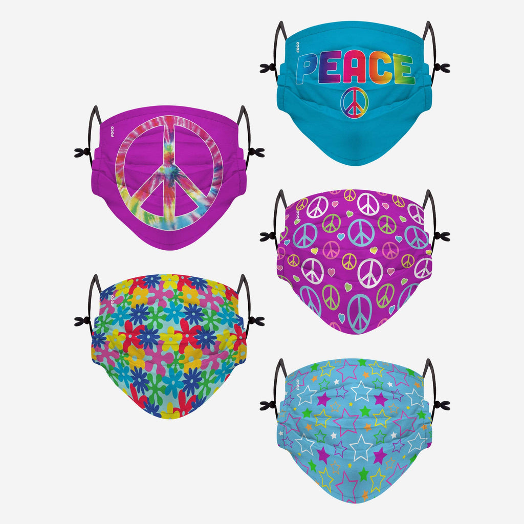 Peace Pack Youth Adjustable 5 Pack Face Cover FOCO - FOCO.com