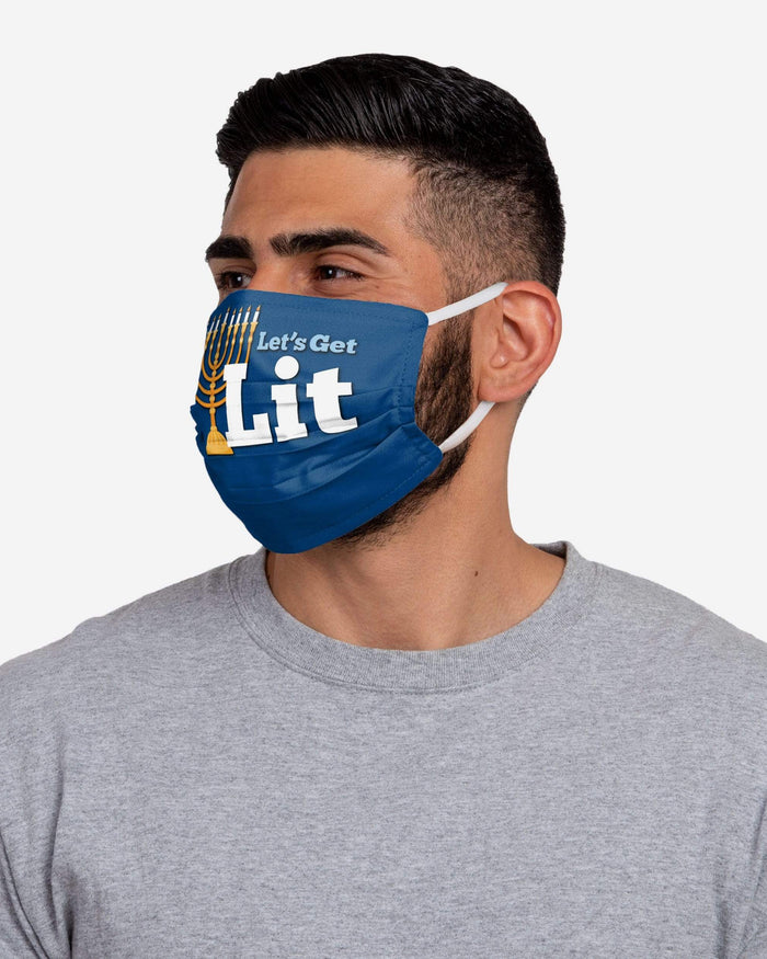 Lets Get Lit Hanukkah Pleated Face Cover FOCO - FOCO.com