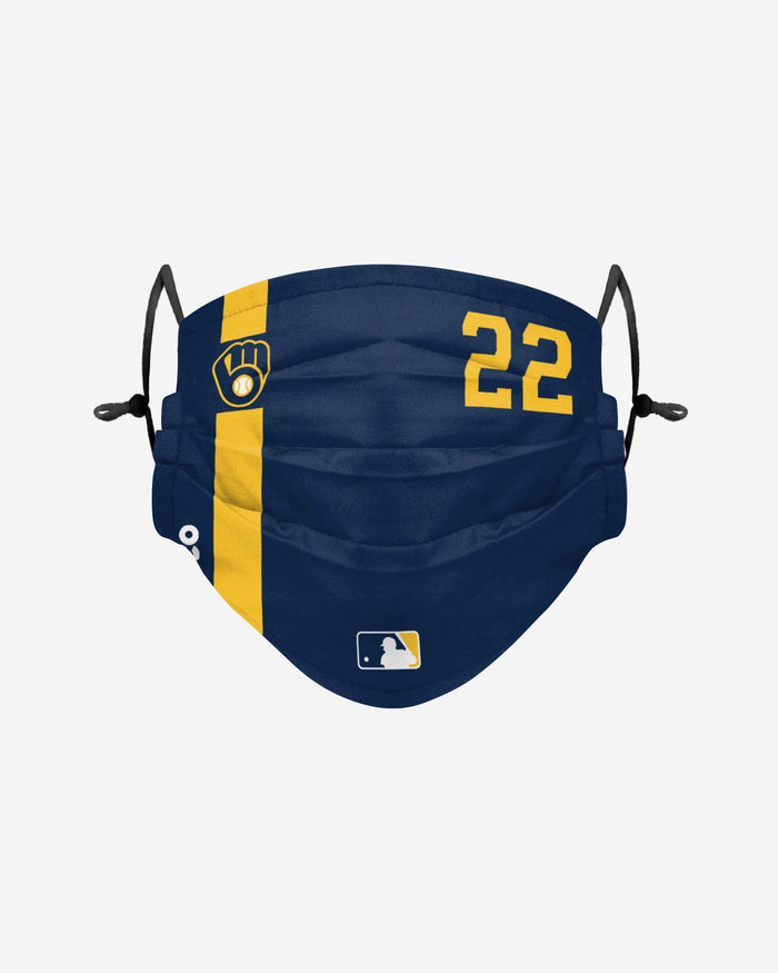 Christian Yelich Milwaukee Brewers On-Field Adjustable Navy Face Cover FOCO - FOCO.com