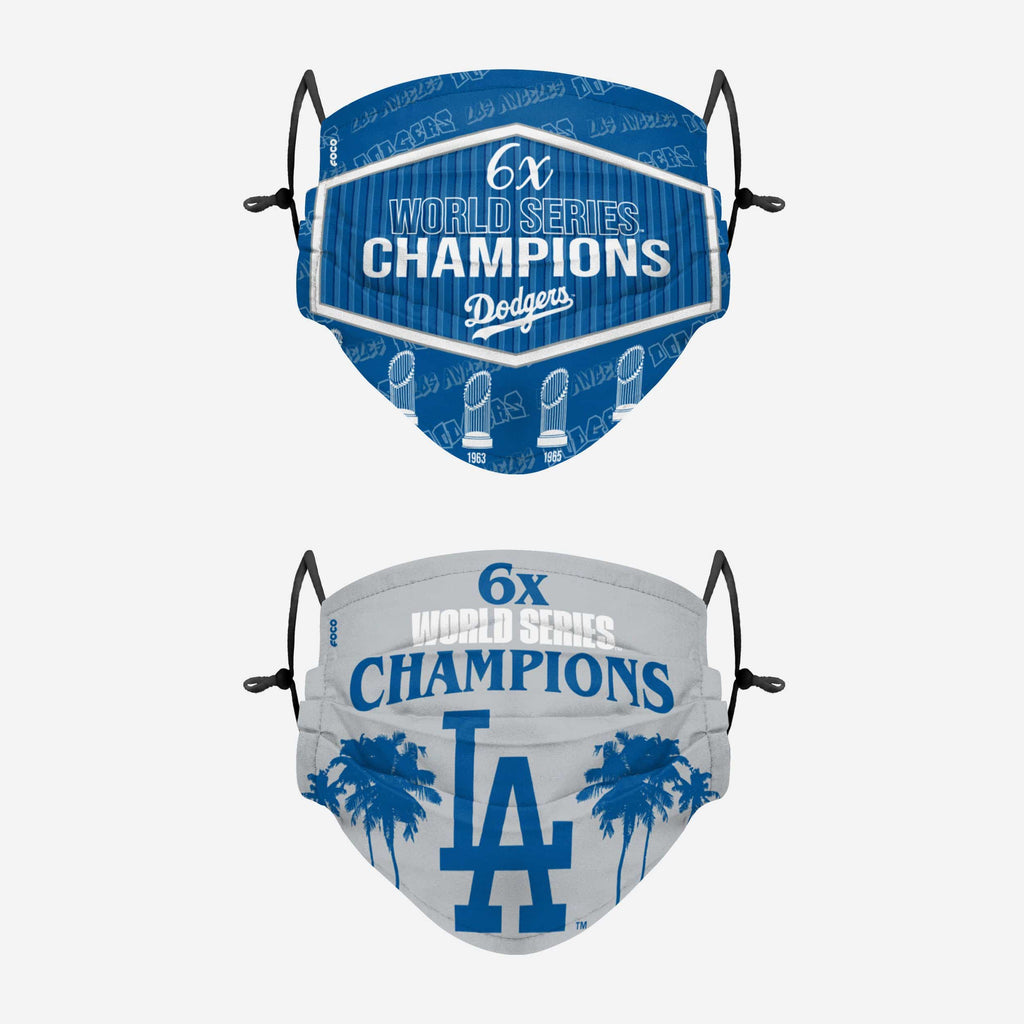 Los Angeles Dodgers Thematic Champions Adjustable 2 Pack Face Cover FOCO - FOCO.com