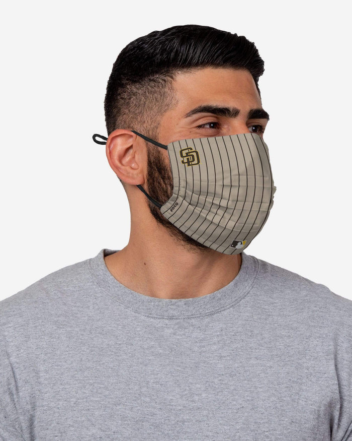 Manny Machado San Diego Padres On-Field Gameday Pinstripe Adjustable Face Cover FOCO - FOCO.com