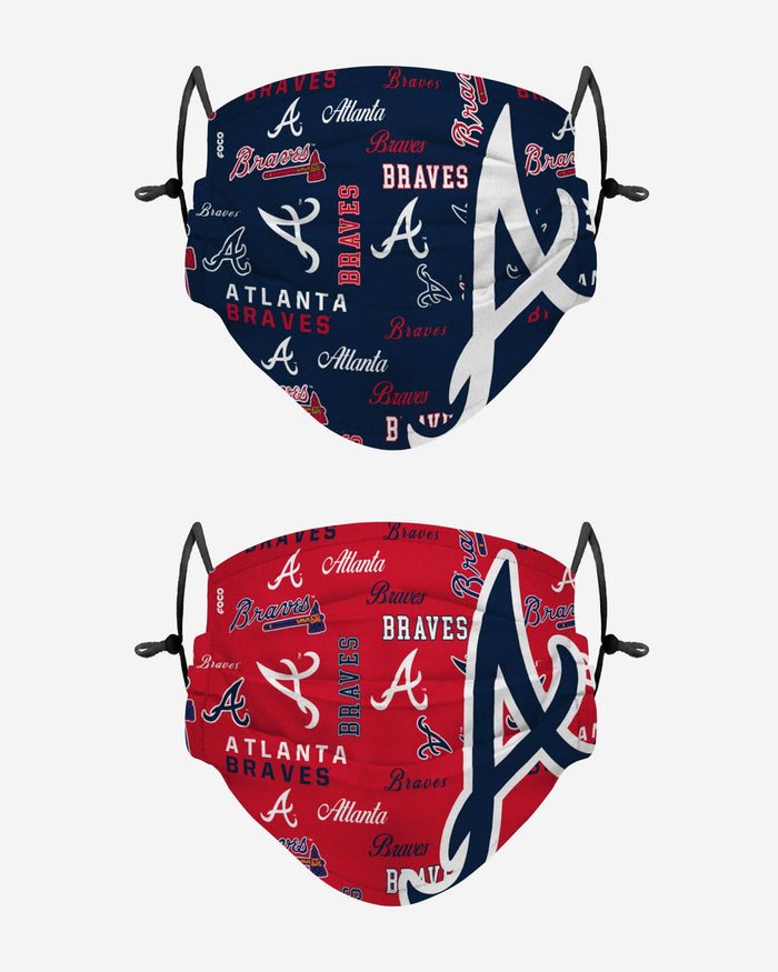 Atlanta Braves Logo Rush Adjustable 2 Pack Face Cover FOCO - FOCO.com