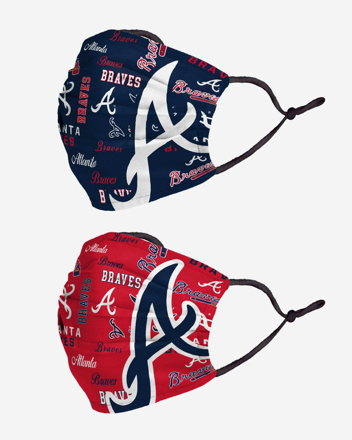 Atlanta Braves Logo Rush Adjustable 2 Pack Face Cover FOCO - FOCO.com