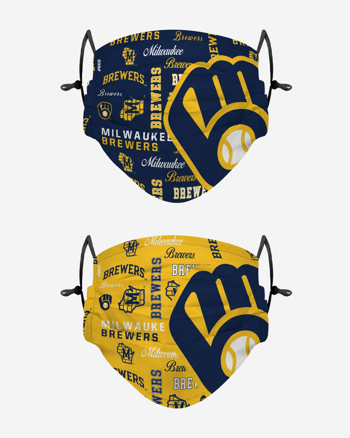 Milwaukee Brewers Logo Rush Adjustable 2 Pack Face Cover FOCO - FOCO.com