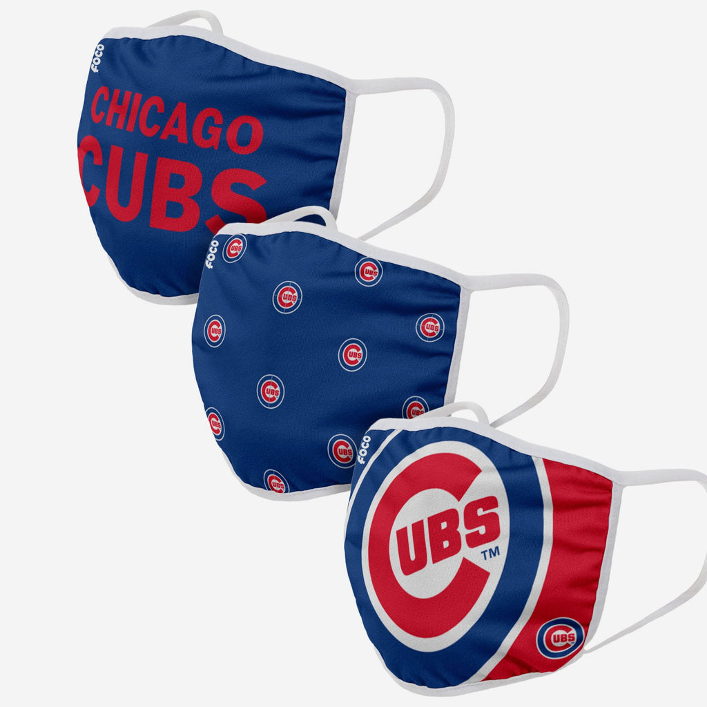 Chicago Cubs 3 Pack Face Cover FOCO Adult - FOCO.com